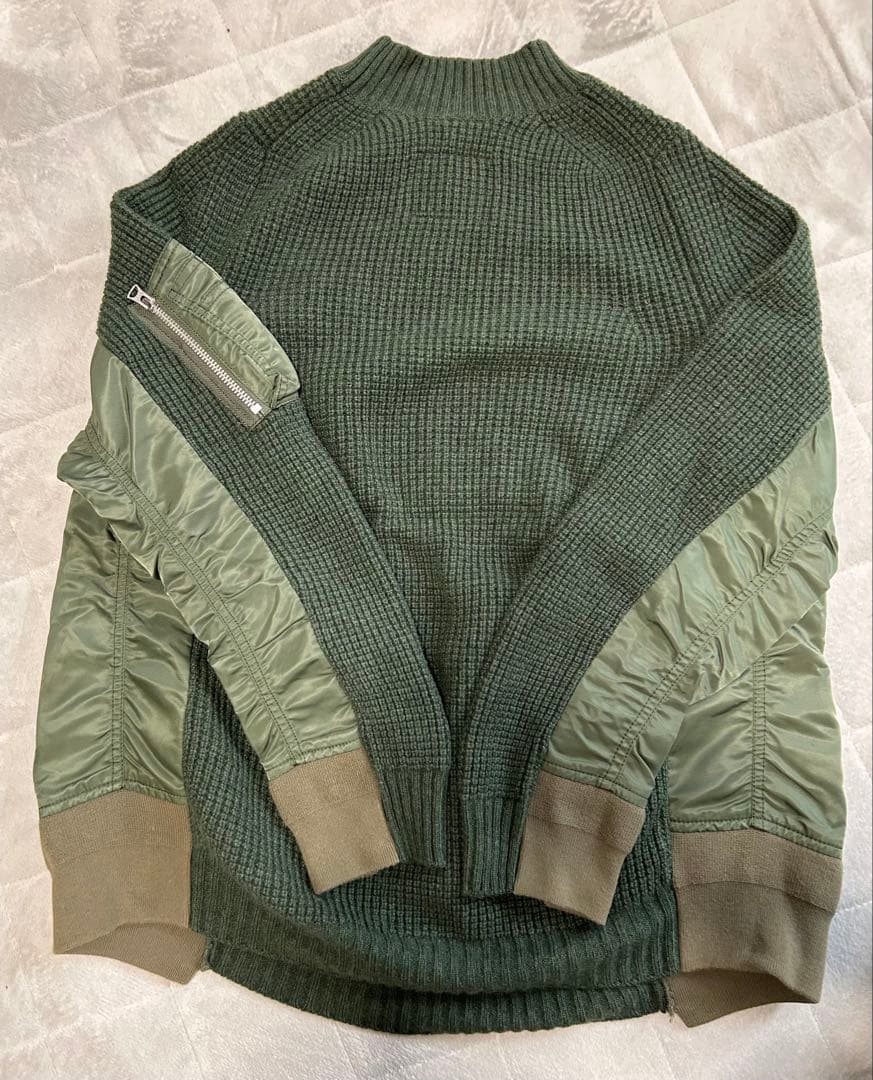 sacai ニット×MA-1 ナイロン切替 セーター