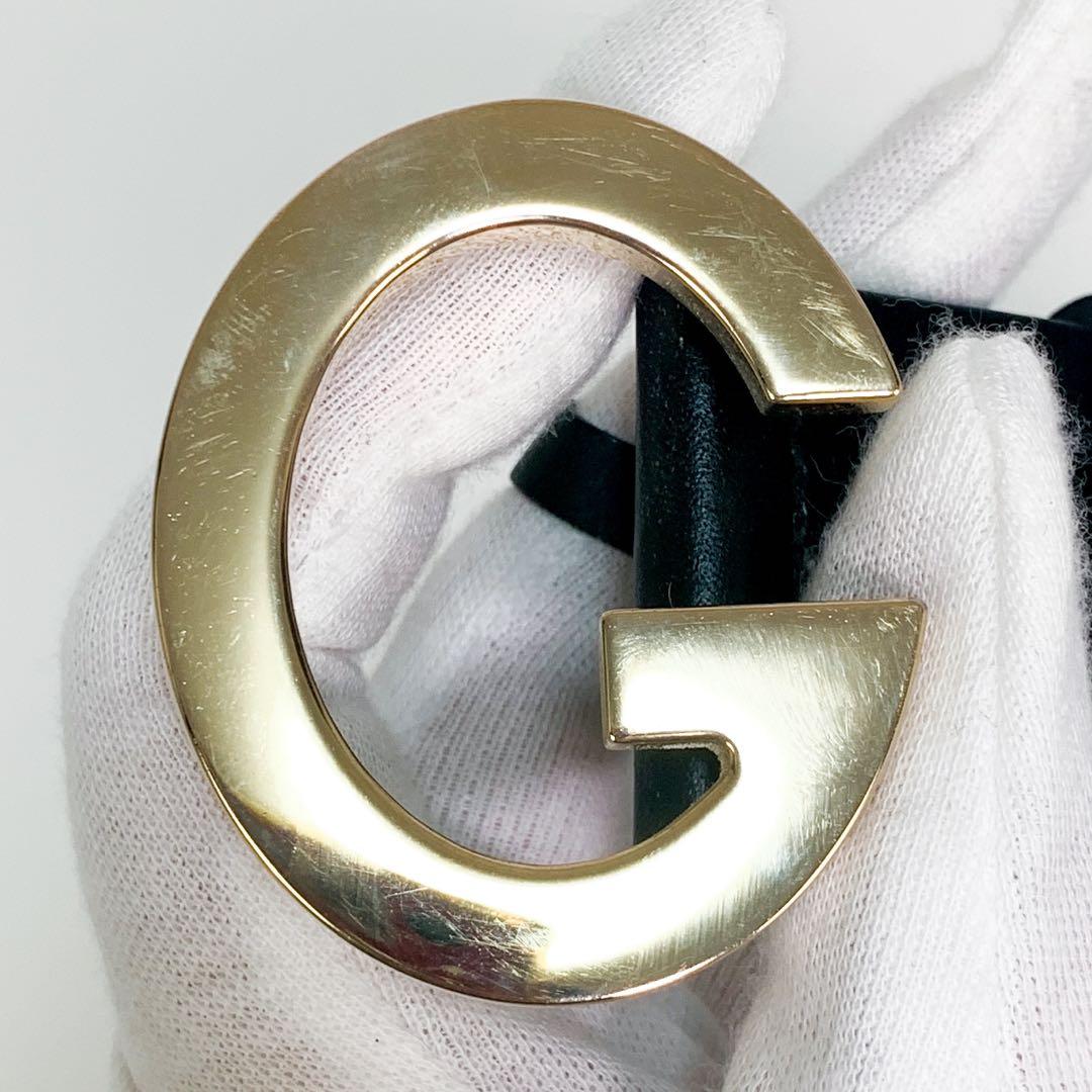 【美品】 グッチ ベルト Gバックル ゴールド 本革 レザー ブラック 黒