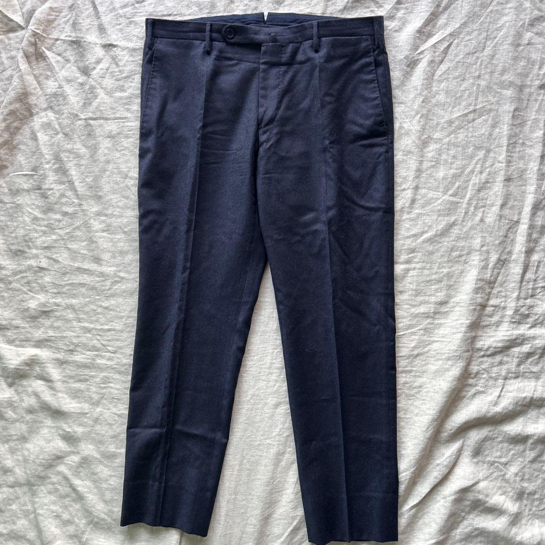 インコテックス（INCOTEX）ノープリーツテーパードウールスラックス 48