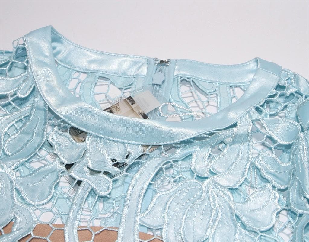 あ*ね様 セルフポートレイト レース ワンピース 水色 UK8 未使用 Lace