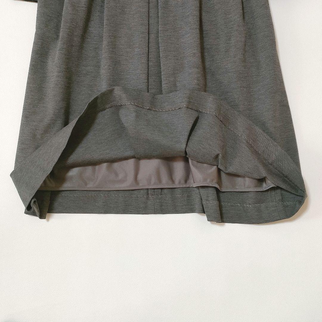 【美品】エムプルミエブラック　ストレッチポンチタックワンピース　グレー　34