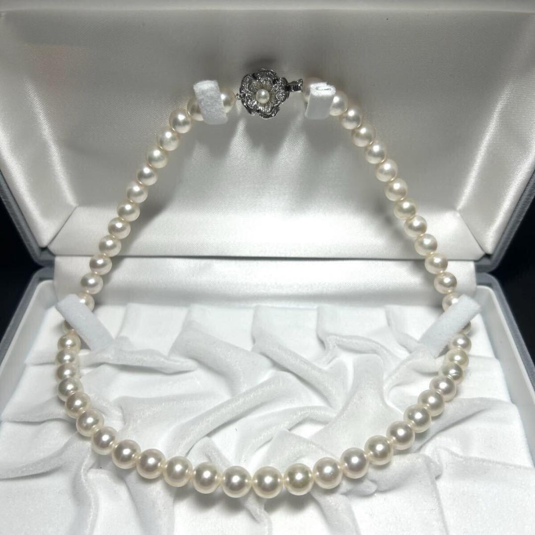 あこや 約7.5-8.0mm パールネックレス 真珠 テリ抜群 ラウンド SV