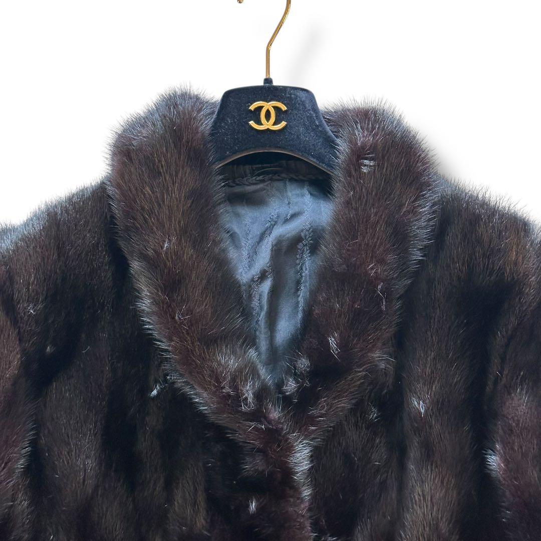 3XL ブラックミンク リアルファーコート 本毛皮 ロング レディース