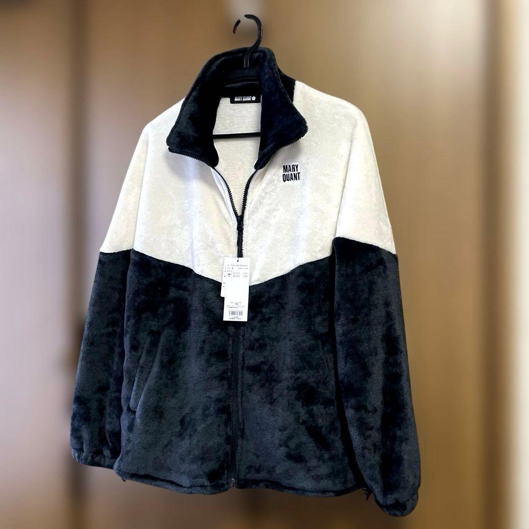 新品タグ付き！マリークワント　バイカラーフリースビッグブルゾン　ブラック
