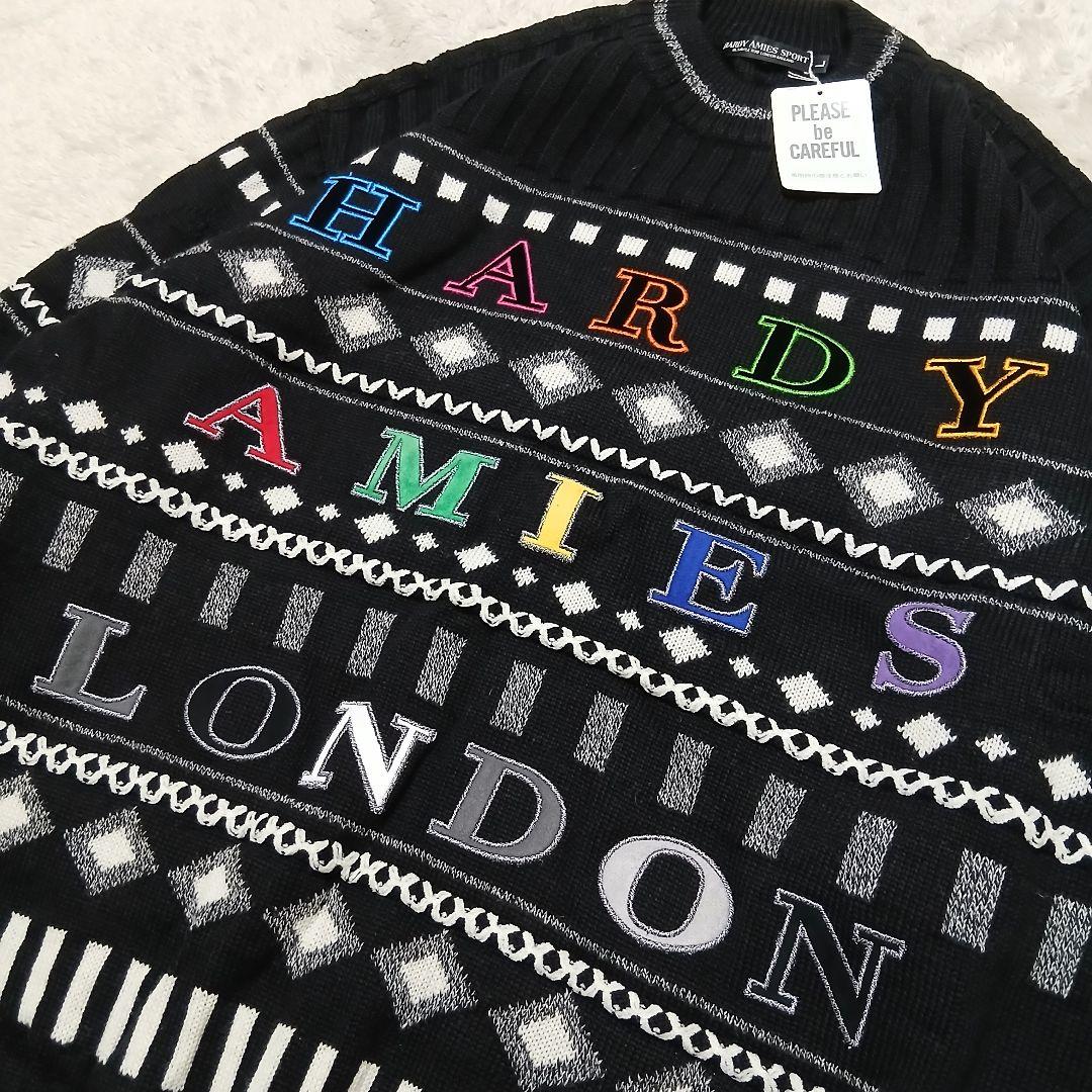 【未使用/タグ付】HARDY AMIES マルチ刺繍ロゴ 3Dクルーネックニット