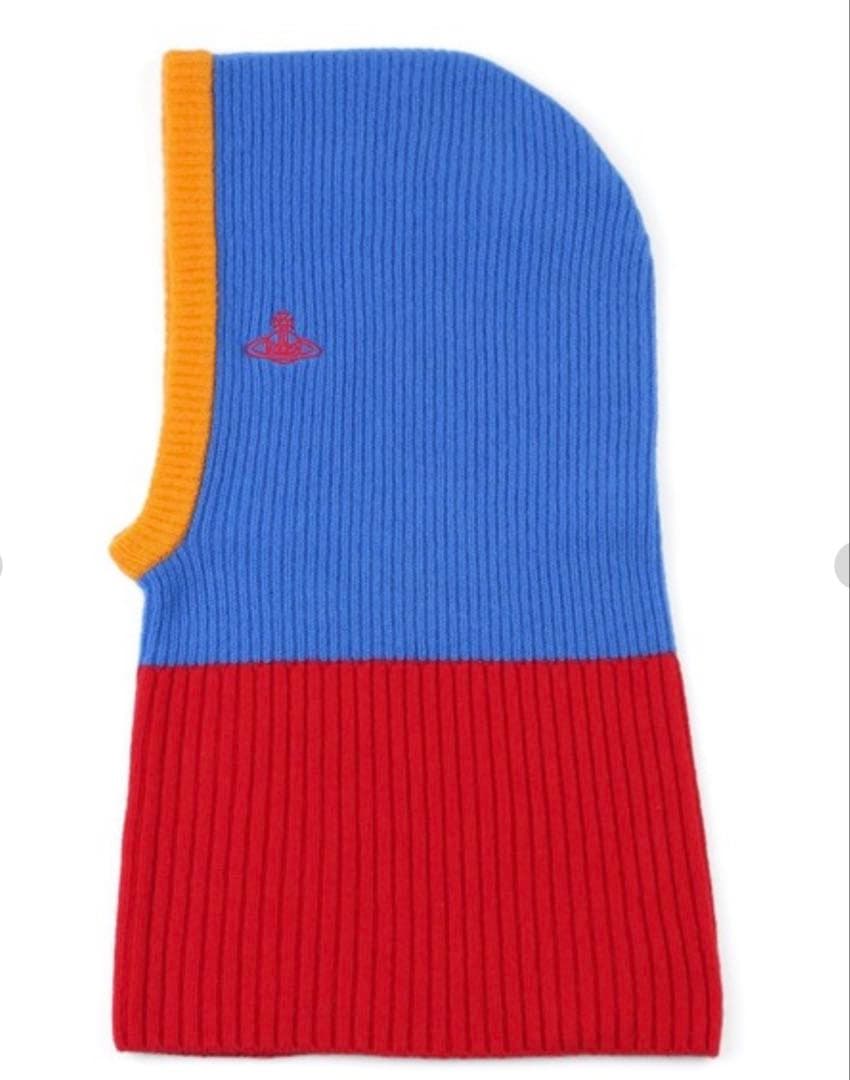 新品★ヴィヴィアンウエストウッド★リブニット バラクラバ★ブルーレッド