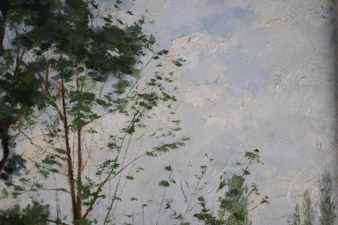 真作保証 19世紀古画 Charles-HenriQuinet 風景画油彩10号