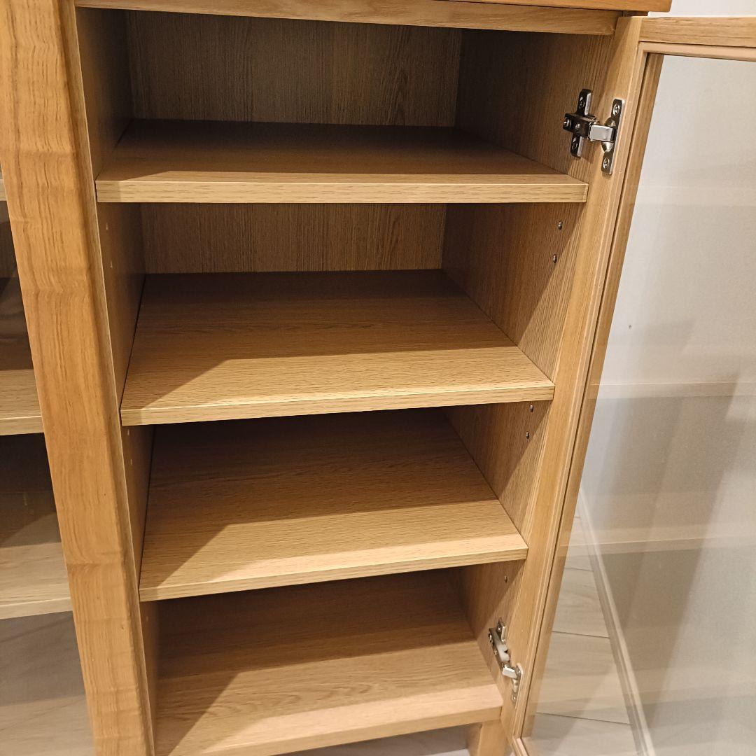 【廃盤・希少】無印良品の木製ガラスキャビネット・大・オーク材