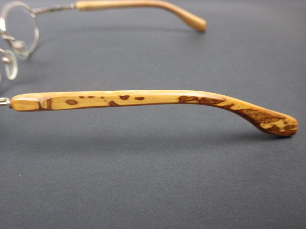 55美品 眼鏡 竹製 メガネフレーム メガネ バンブーテンプル 度付き 定価9万