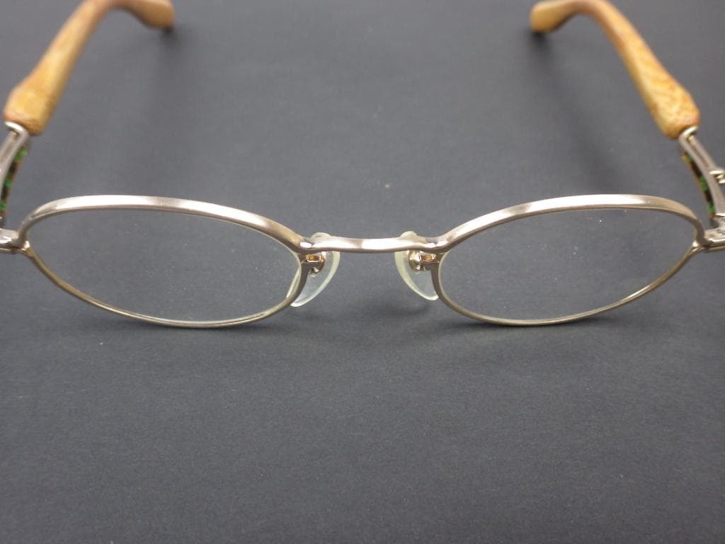 55美品 眼鏡 竹製 メガネフレーム メガネ バンブーテンプル 度付き 定価9万