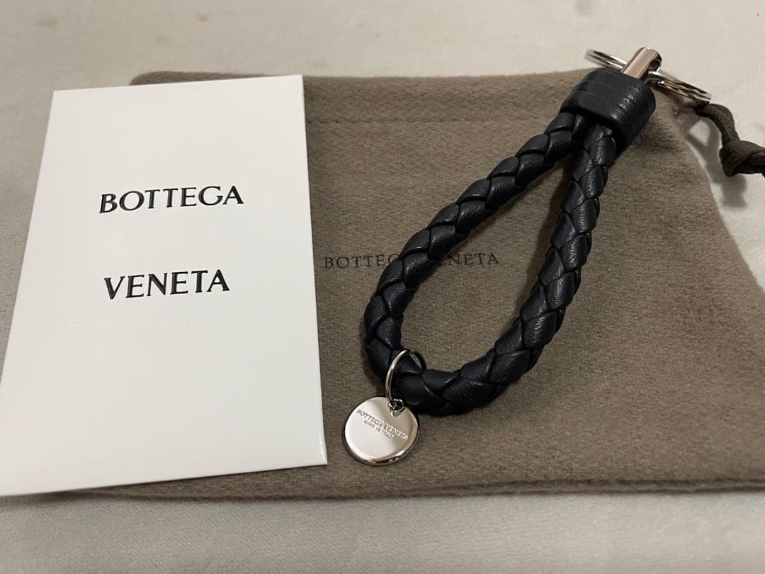 新品ボッテガ キーリング ネルマリンネイビー