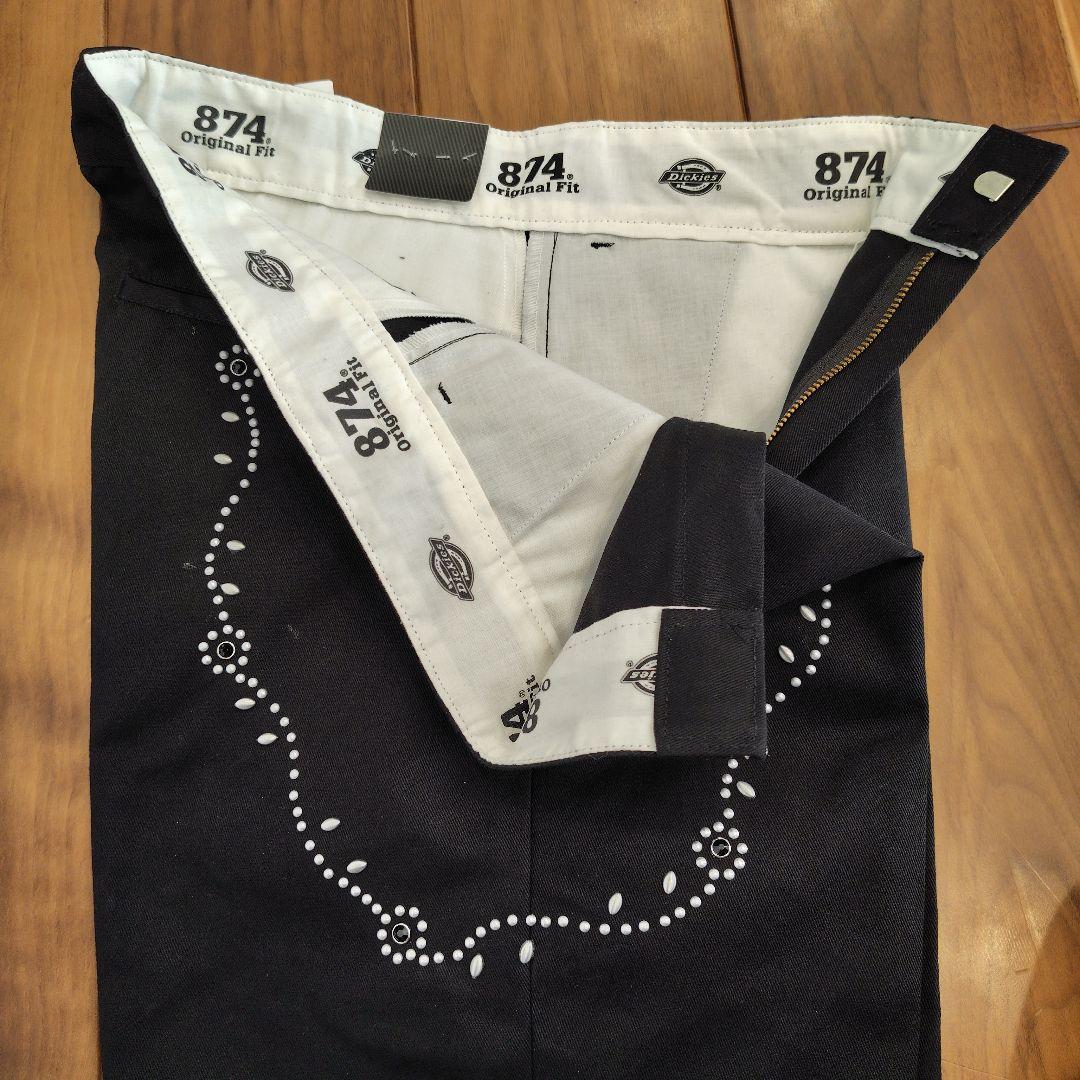 黒ディッキーズ874スタッズカスタム■W34×L30キムタク木村拓哉HTC