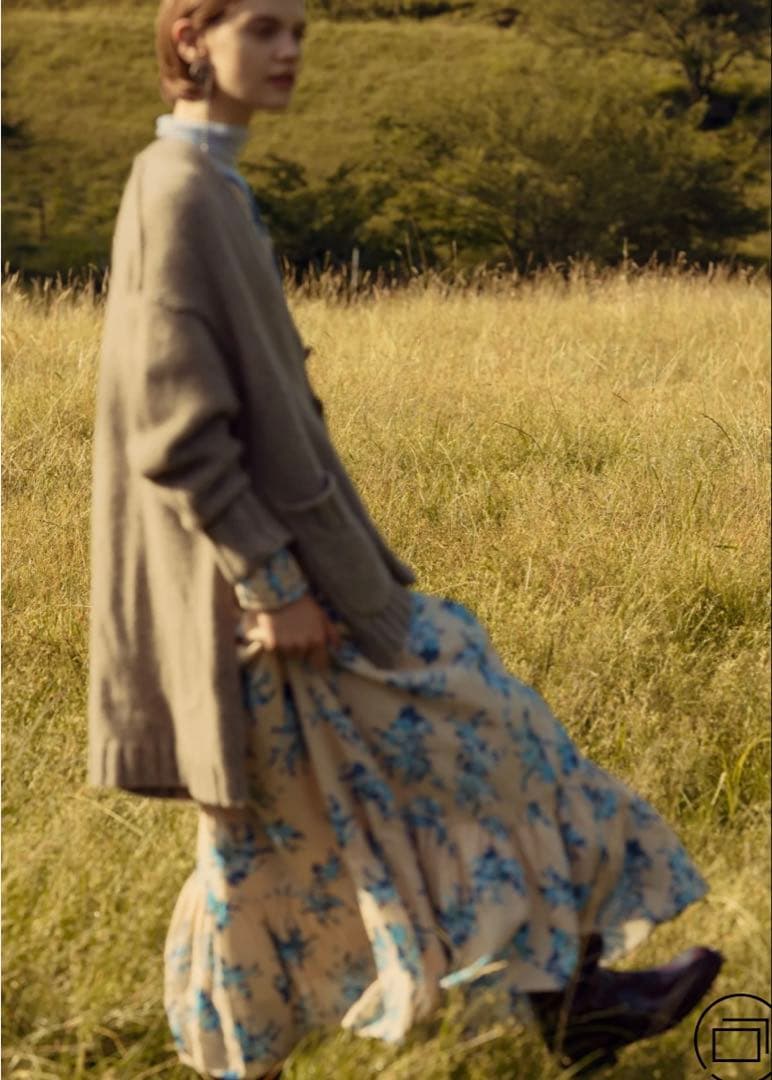 値下げ⭕️Cotton Rayon Flower Print Piping S