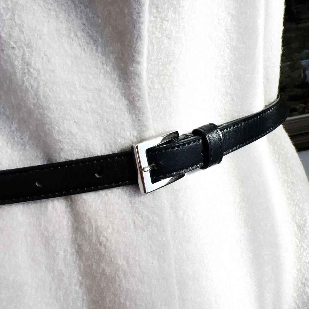 美品　foxyフォクシー　ダブルフェイス ウール　ロング　ジレ　ベルト　グレー