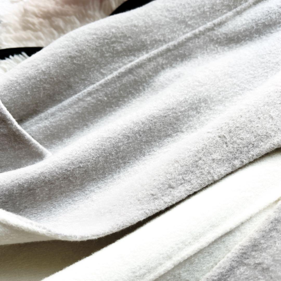 美品　foxyフォクシー　ダブルフェイス ウール　ロング　ジレ　ベルト　グレー