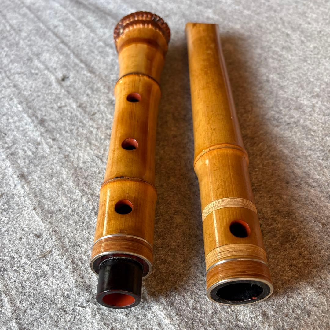 253⭐️尺八　一尺八寸管　真山銘三印歌口白金巻き