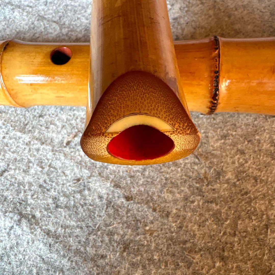 253⭐️尺八　一尺八寸管　真山銘三印歌口白金巻き