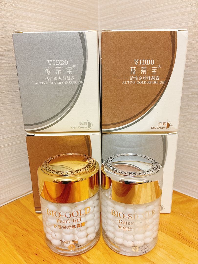 【新品】VIDBO 上海 無錫 真珠クリーム 4個セット（金×2、銀×2）袋付き