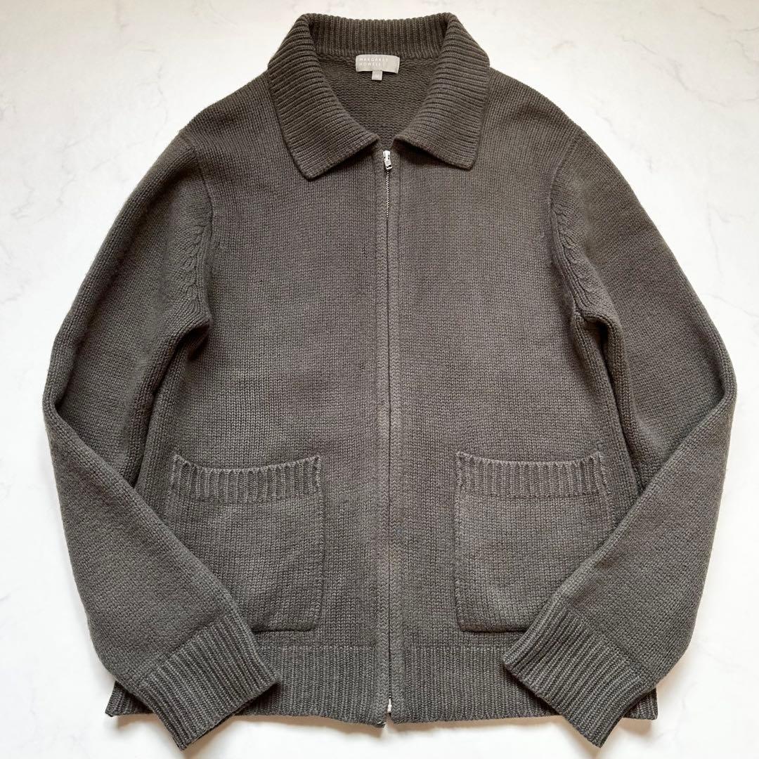 マーガレットハウエル シルクカシミヤ ジップアップカーディガン 近年 オリーブM