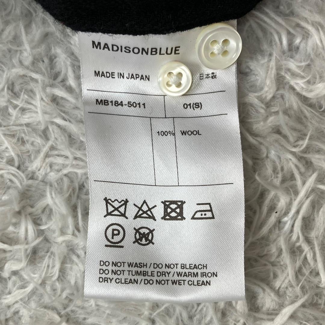 美品✨マディソンブルー ハイカラーマダムウールシャツ B刺繍 ブラック 黒 01