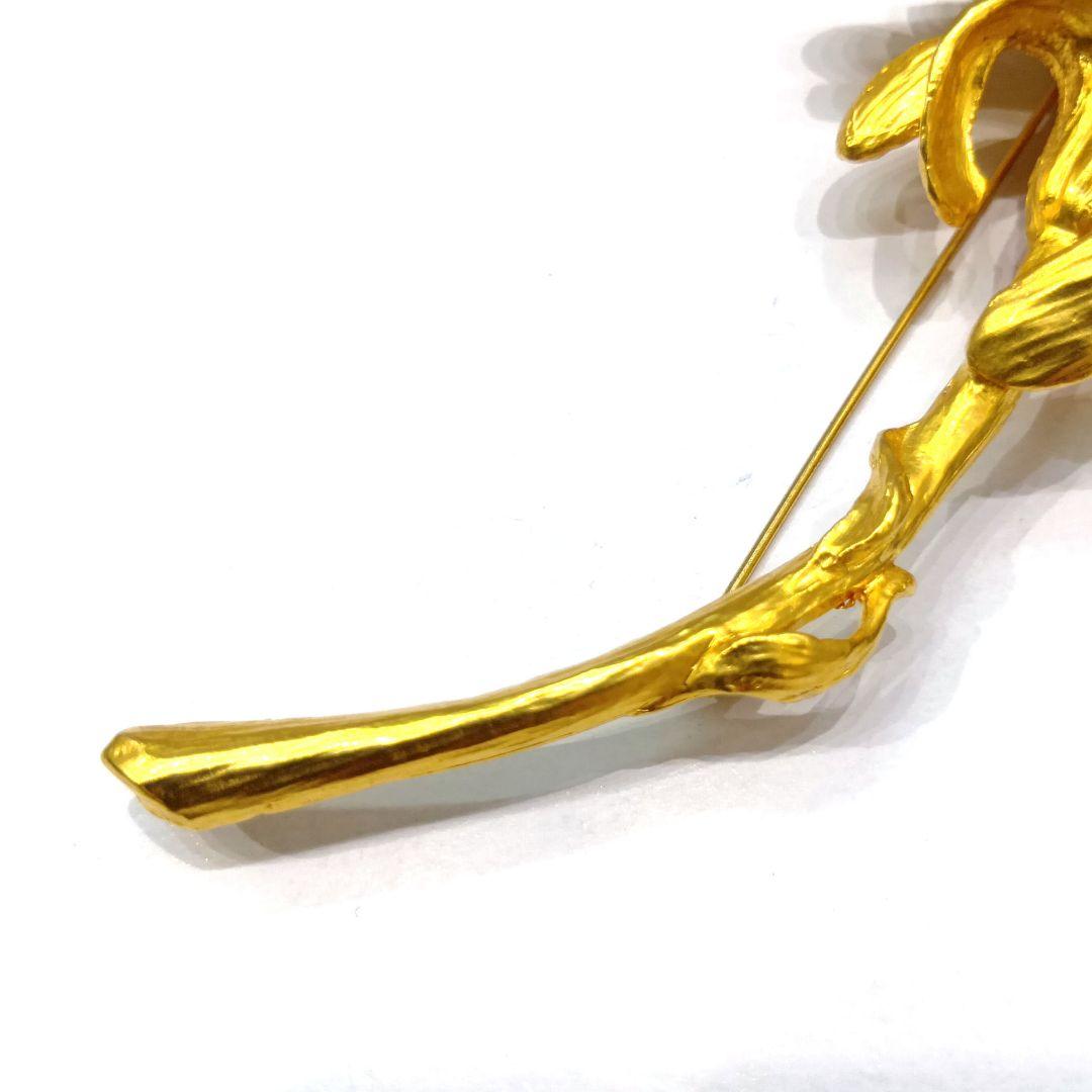 ◆KENZO◆ヴィンテージ フラワー ブローチ 大ぶり ゴールド系 保管品