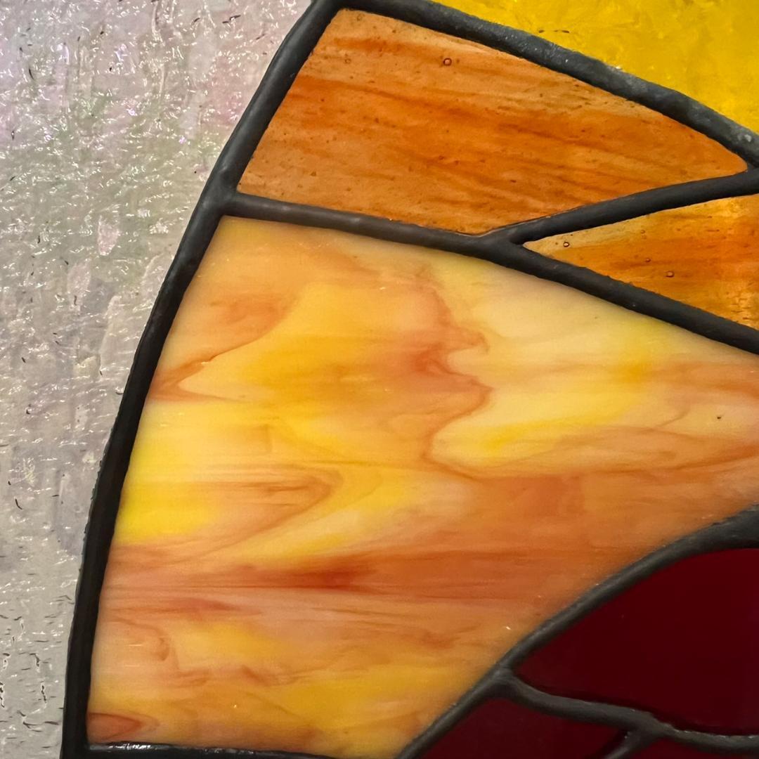 フォロー割　大型ヴィンテージ　ステンドグラス　アンティークパネル 82×83.5