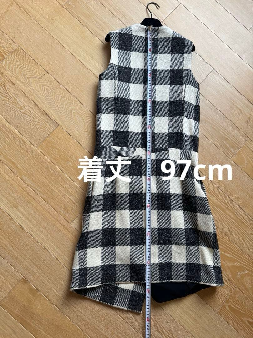 BALENCIAGA バレンシアガ チェック柄 ノースリーブ ひざ丈ワンピ 36