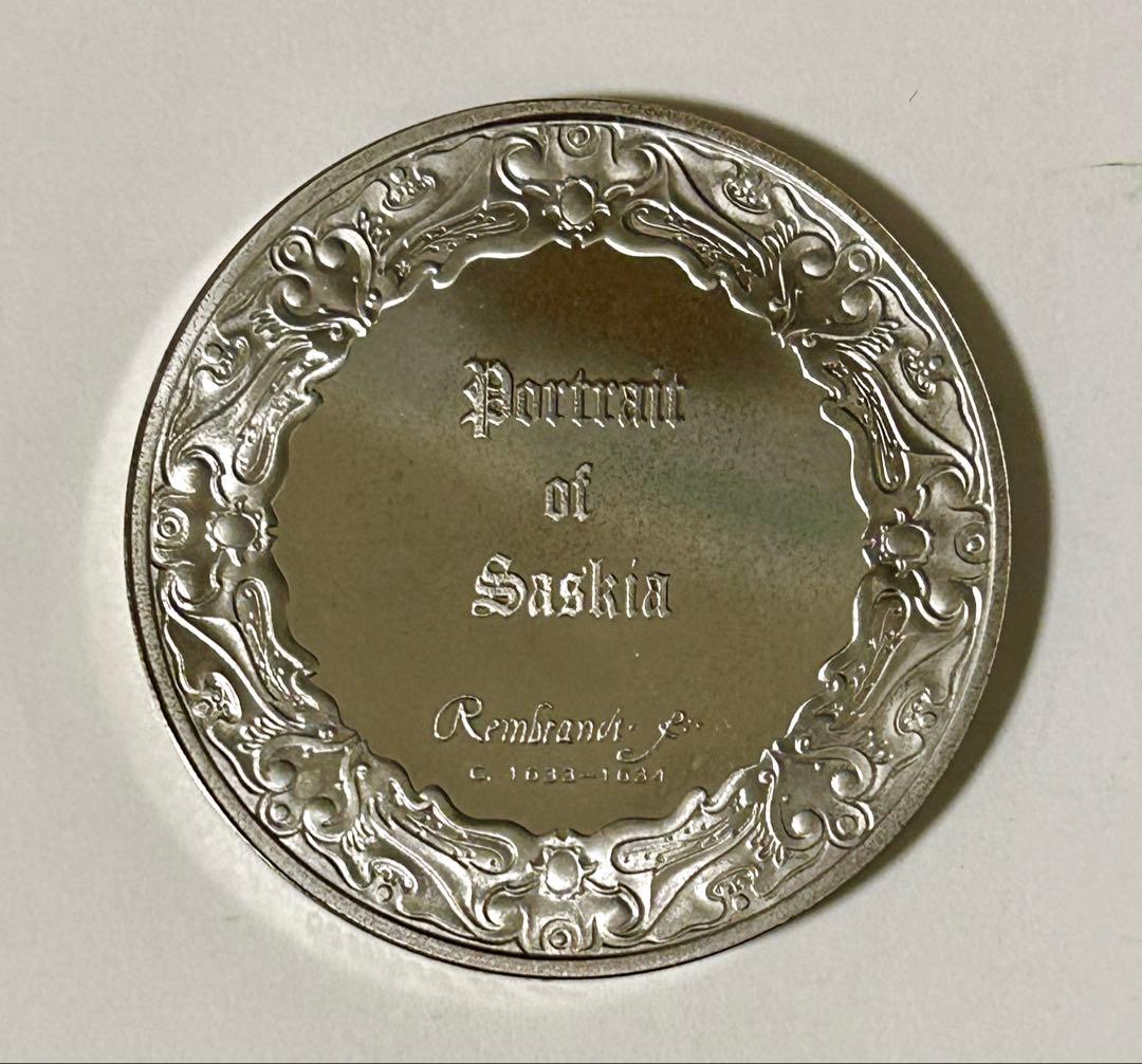 フランクリンミント社銀メダル 約67g レンブラントの『サスキアの肖像』