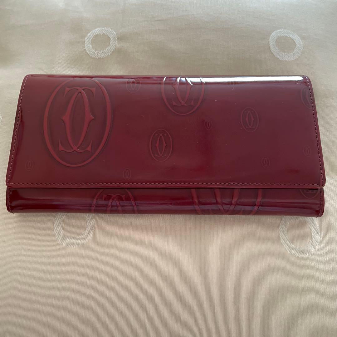 Cartier ワインレッド happy birthday長財布