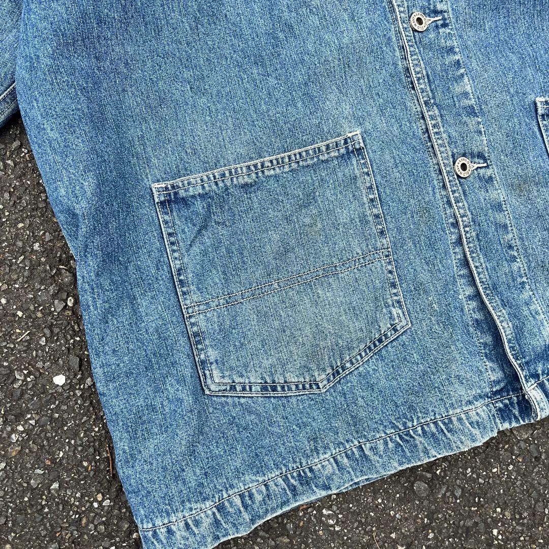 90s OLD NAVY デニムカバーオール 裏地ネル 襟コーデュロイ XL