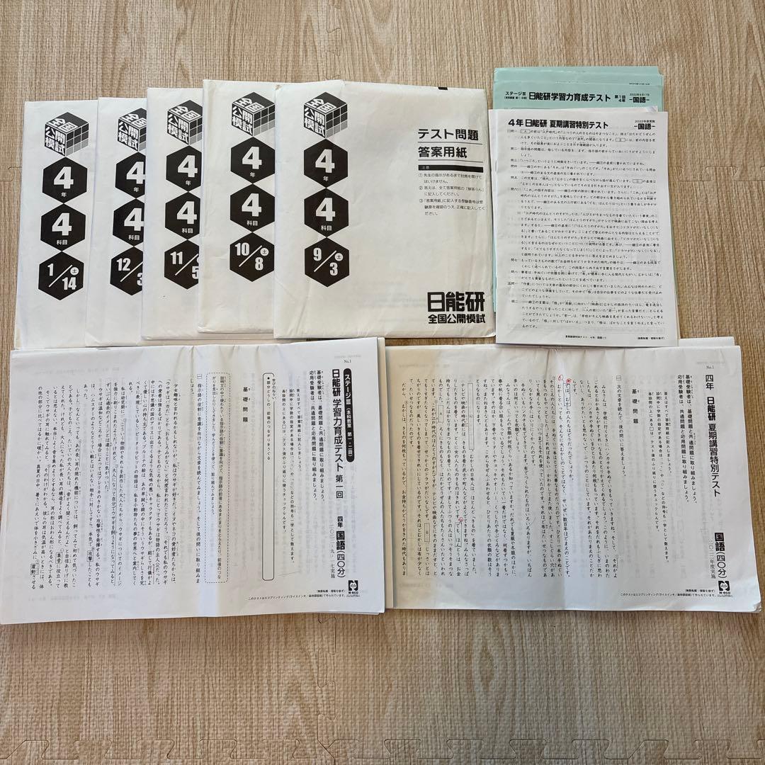 日能研　4年生　2022年　学力育成テスト　公開模試　後期　夏期＋冬期特別テスト