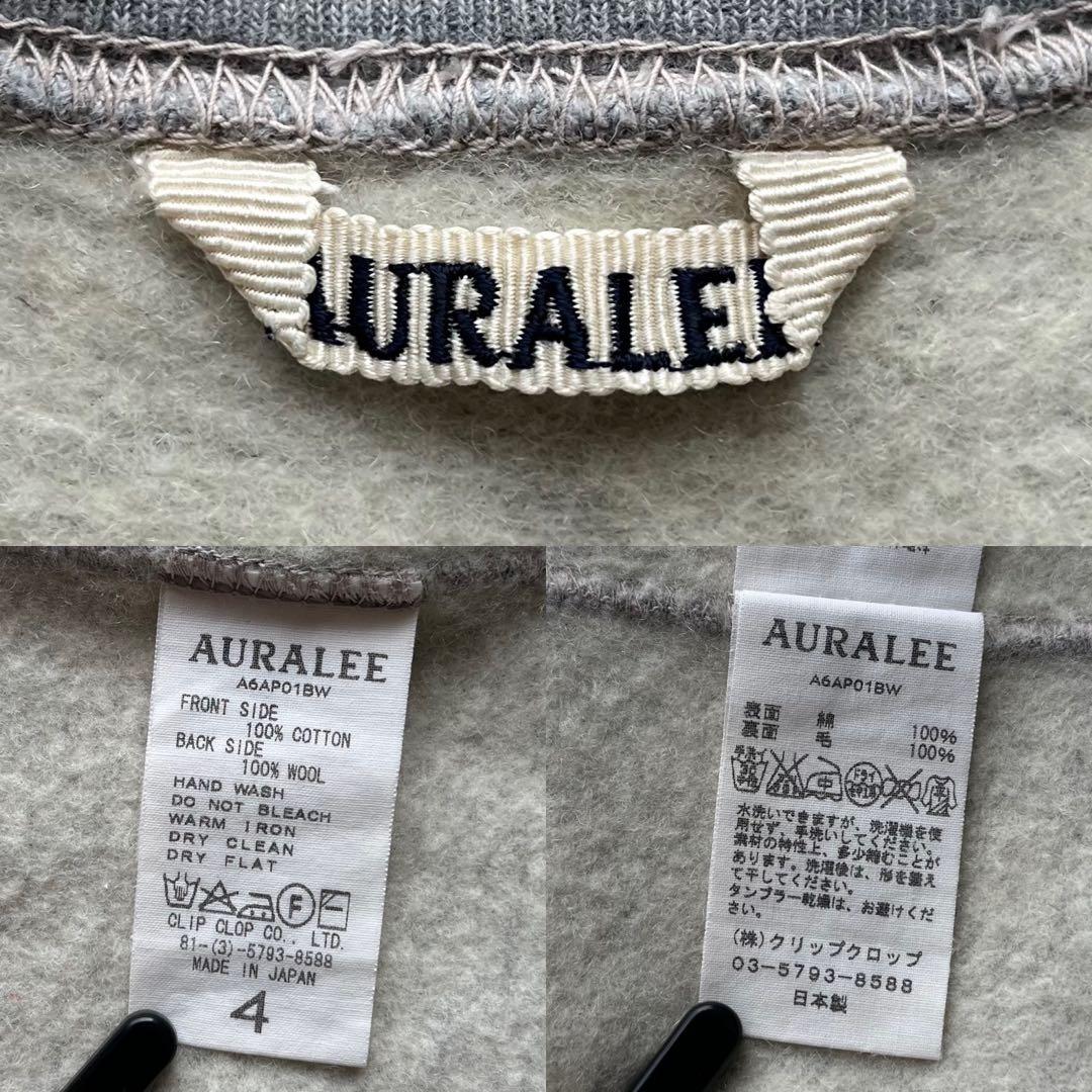 美品 AURALEE 4 BACK WOOL SWEAT BIG P/O グレー