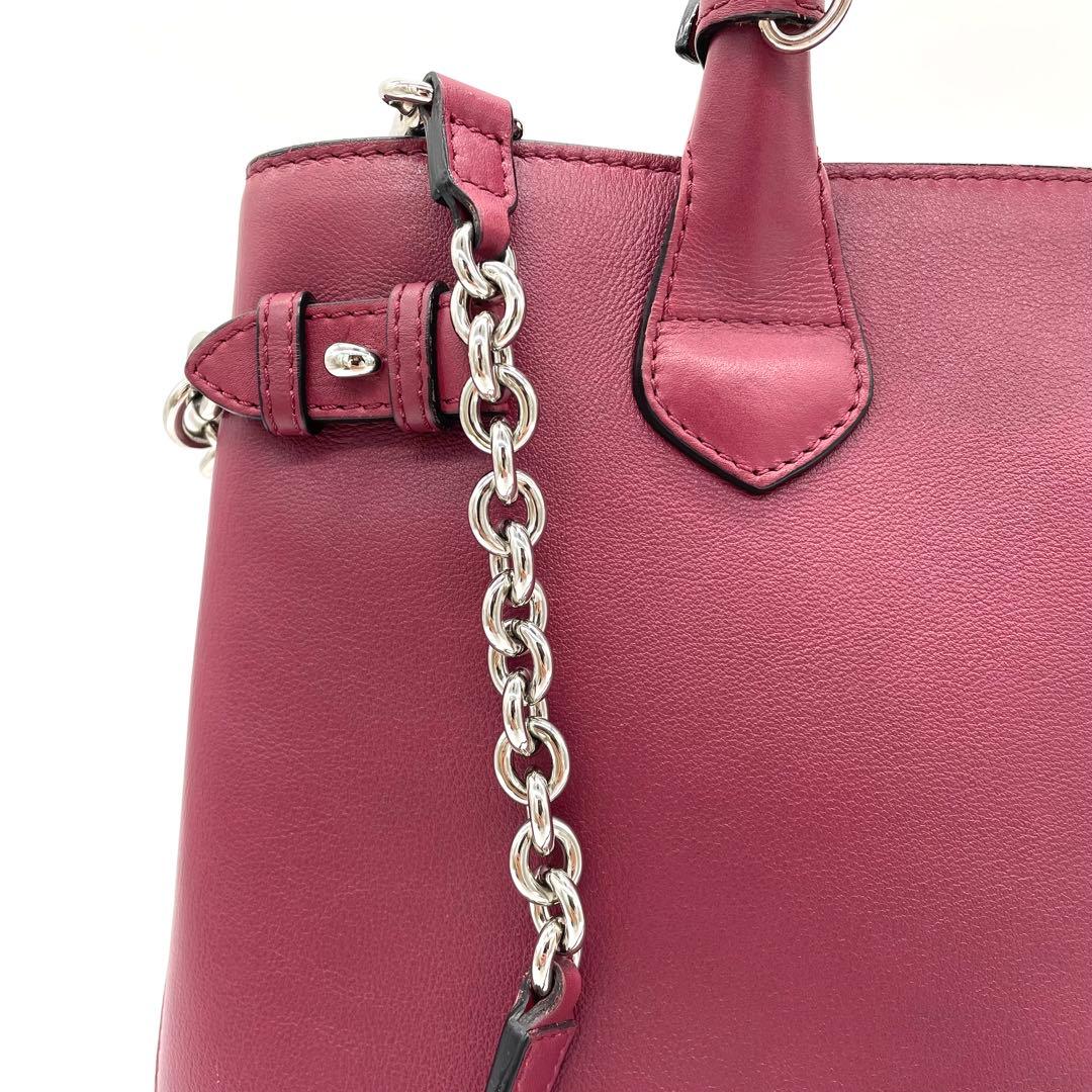 【美品】バーバリー　バナーバッグ　2way ノバチェック　レザー　ボルドー