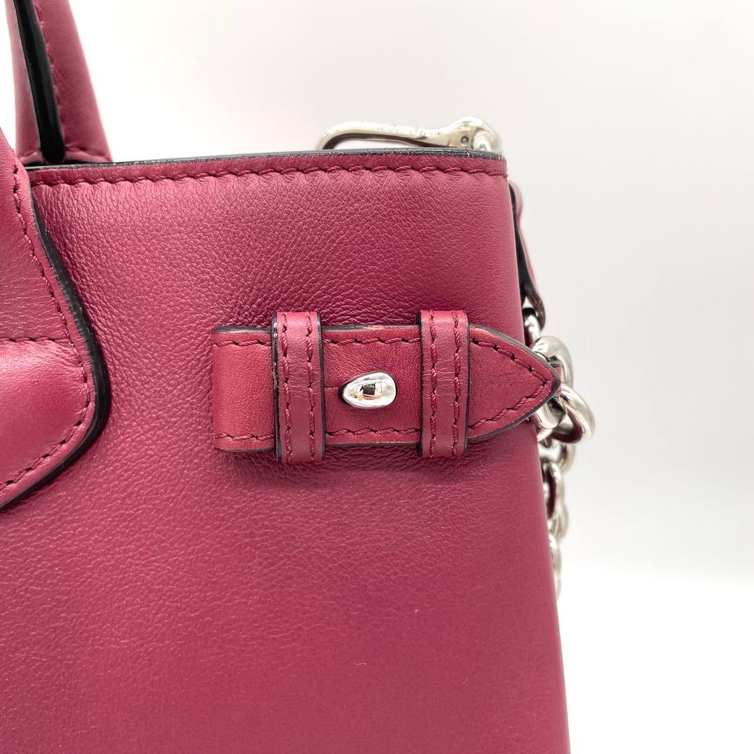 【美品】バーバリー　バナーバッグ　2way ノバチェック　レザー　ボルドー