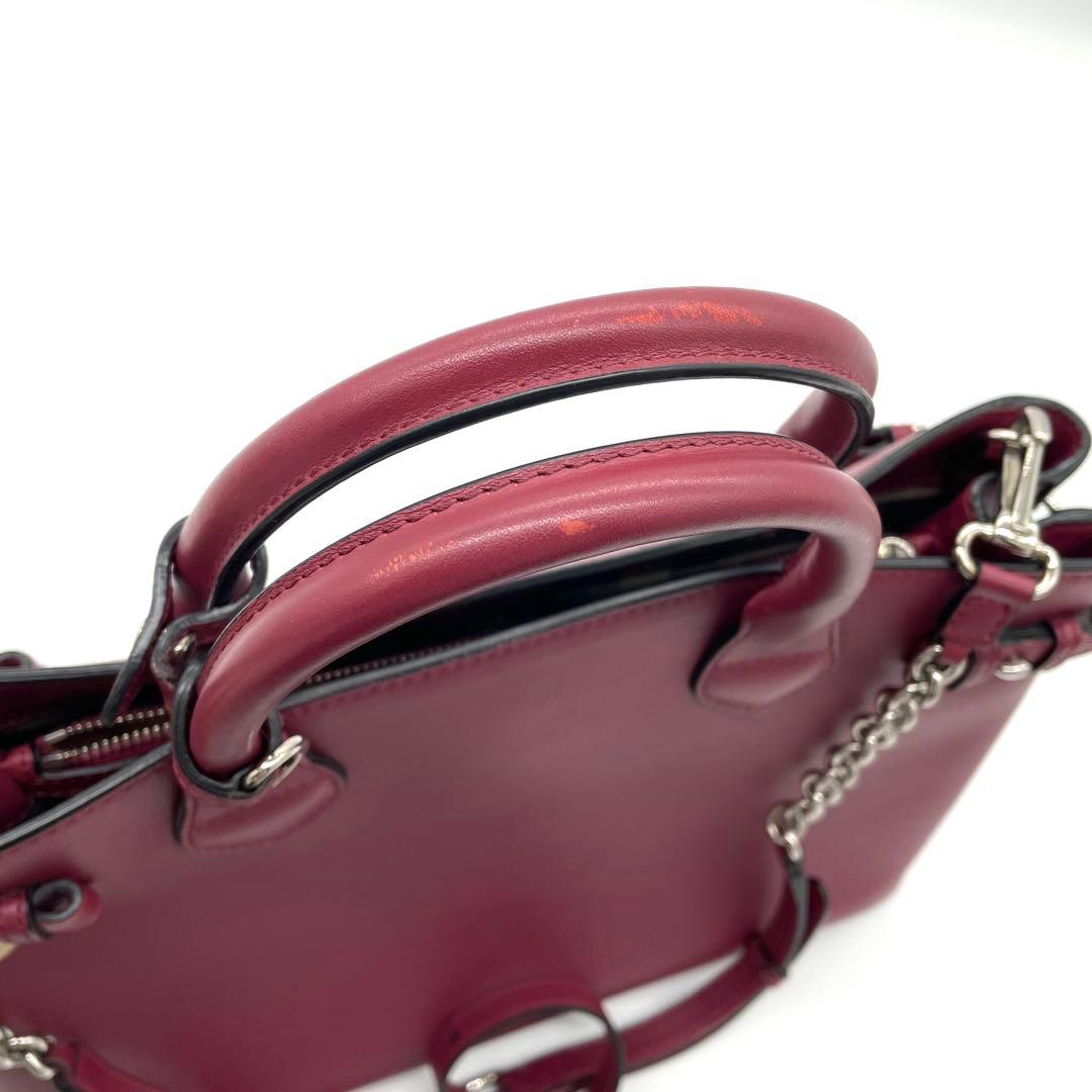 【美品】バーバリー　バナーバッグ　2way ノバチェック　レザー　ボルドー