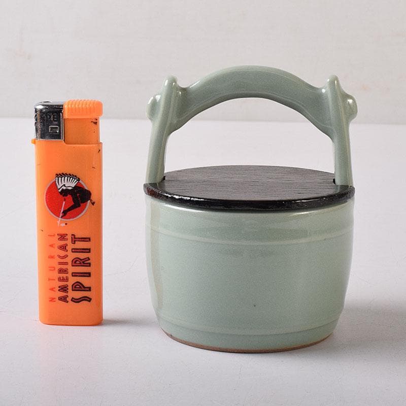 茶道具　青磁　手桶茶入　茶器　時代箱　V　7766