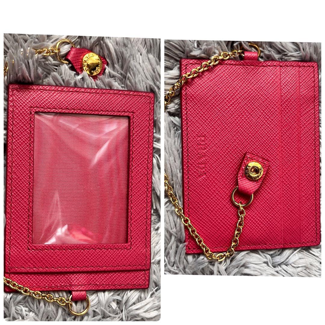 極美品✨プラダ　フィオッコ　2点　サフィアーノ　カードケース付き　ピンク