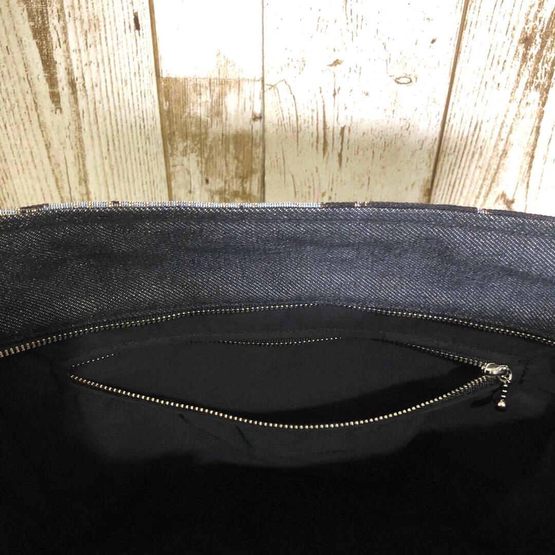 ショルダーバッグ　ハンドメイド　デニムリメイク　ブラック　ラクガキ【新品デニム】