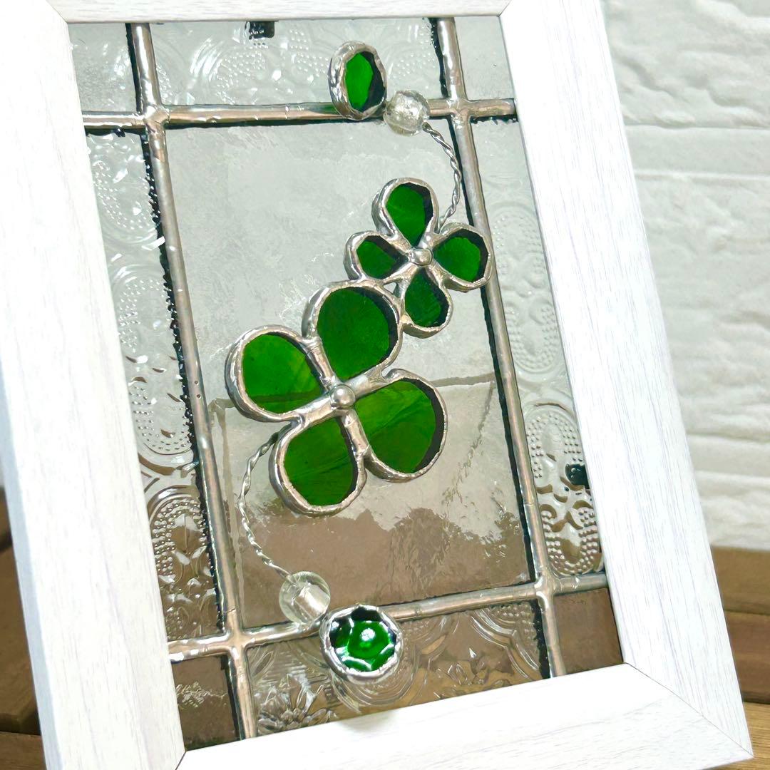 ステンドグラス(ハンドメイド) 6点おまとめ 色鉛筆、ハウス、パネル、一輪挿し