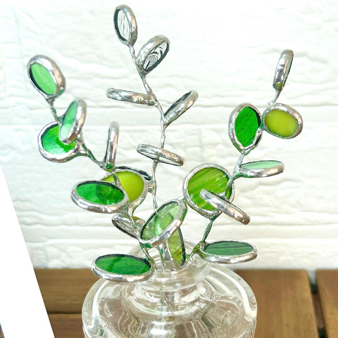 ステンドグラス(ハンドメイド) 6点おまとめ 色鉛筆、ハウス、パネル、一輪挿し