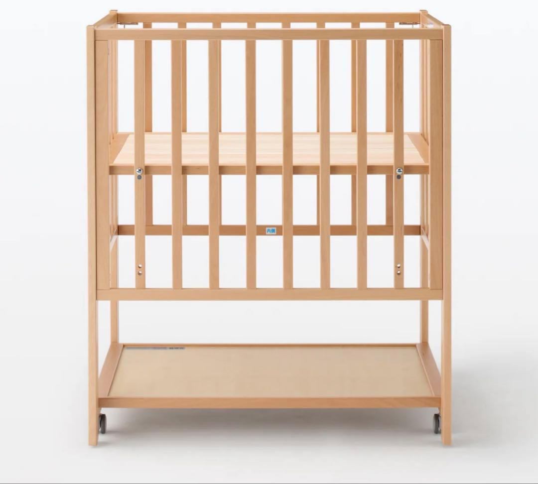 【美品】無印良品 ベビーベッド　【オーク材】
