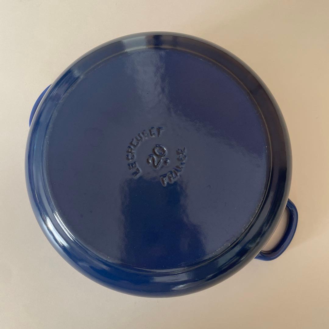 美品 ル クルーゼ ココットロンド 両手鍋 希少色 青 ブルー