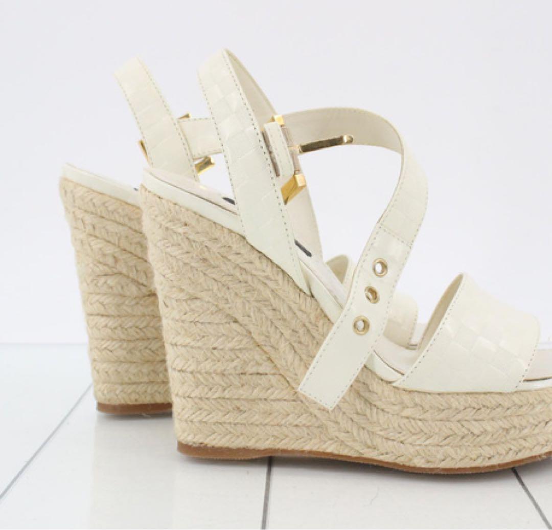 ルイヴィトンLVホワイトウェッジヒールサンダルエスパドリーユ