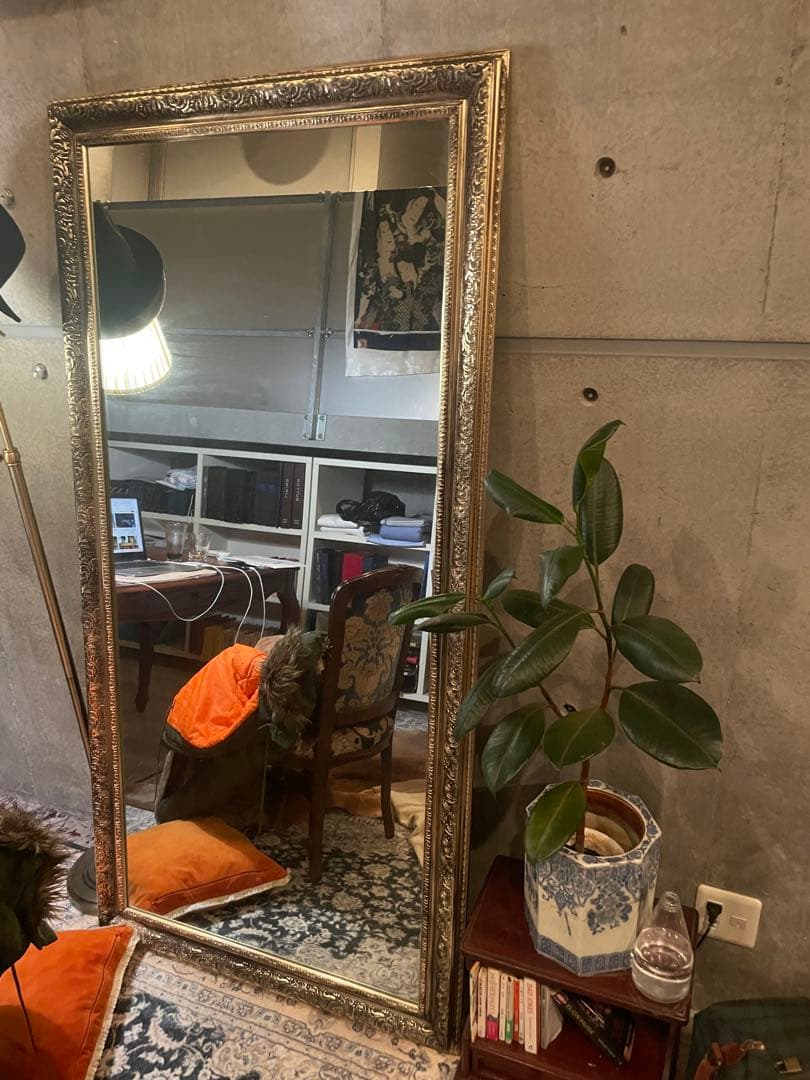 ぽ*た様 ANTIQUE調シャンパンゴールド大型ミラー/姿見（幅90×高さ180