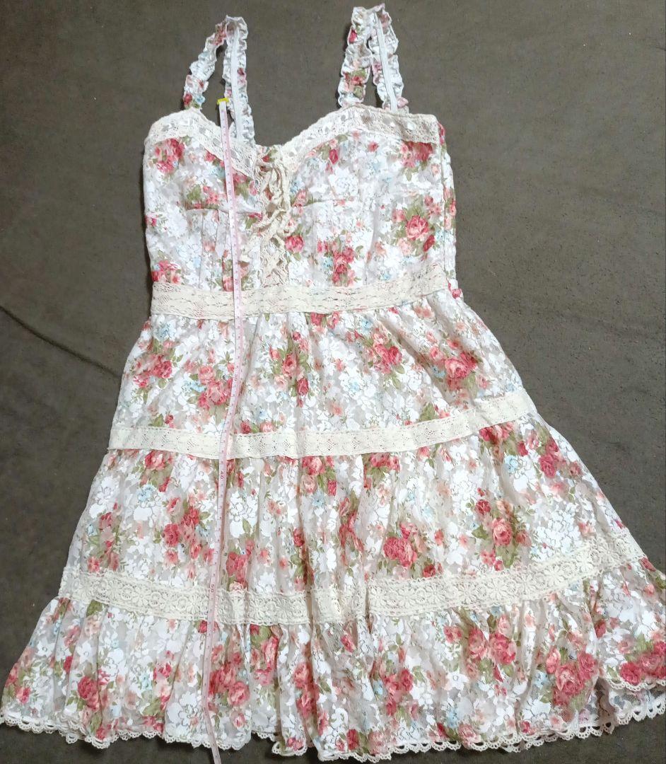 LIZLISA　フラワープリント レースキャミソール　ワンピース