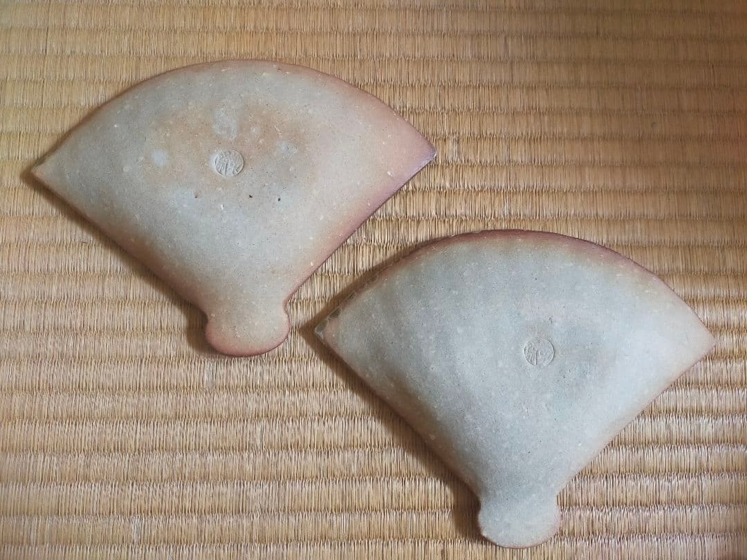 【信楽焼】4代 高橋楽斎　扇面　皿　5客 共箱