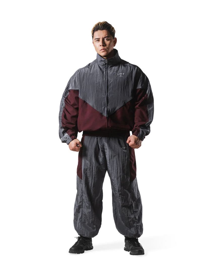 LYFT V-FORM ナイロンジャケット・パンツセット グレー/バーガンディ