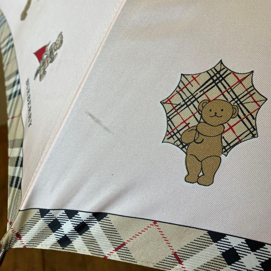 バーバリー チェック柄 クマ ベア 長傘 雨傘 傘 アンブレラ レディース