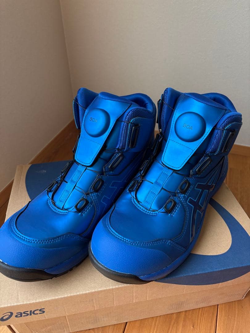 ASICS 青 ハイカット安全靴