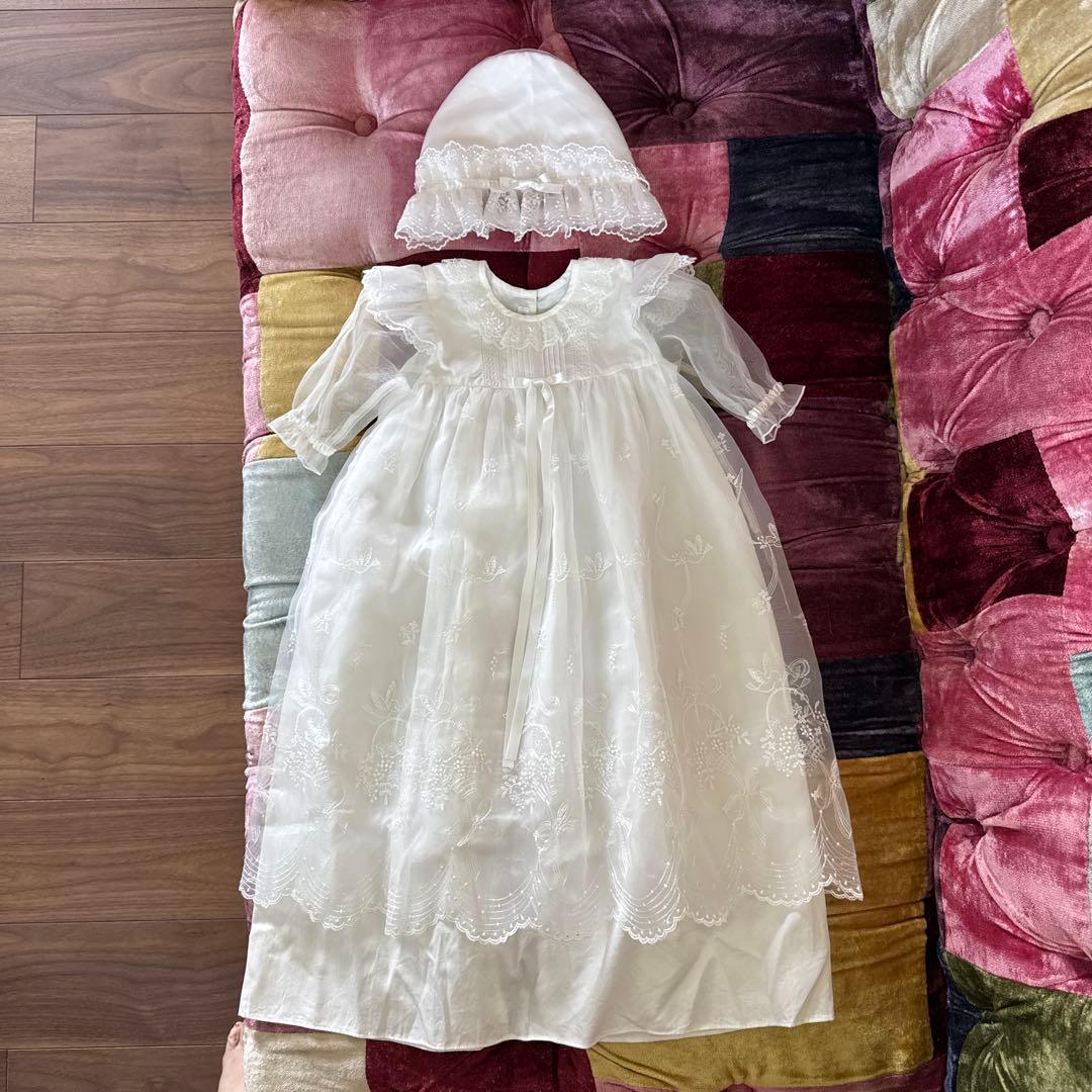 ファミリア　ベビードレス　セレモニードレス　帽子と肌着付き　50
